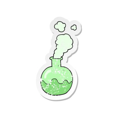 bir çizgi film kimyasal reaksiyon Retro sıkıntılı etiket