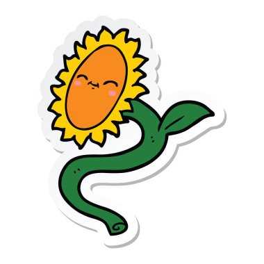 bir çizgi film ayçiçeği etiket