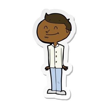 etiket adam gülümseyen bir karikatür