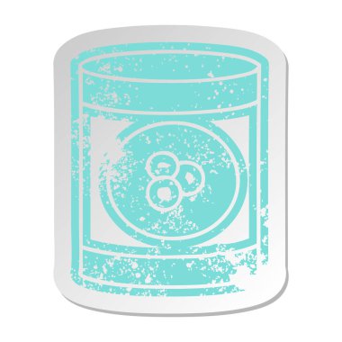 Şeftali konservesi, sıkıntılı eski çizgi film etiketi