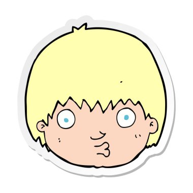 çizgi film meraklı bir çocuk etiket