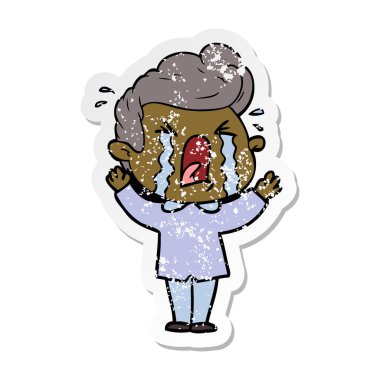 adam ağlıyor bir karikatür sıkıntılı etiket