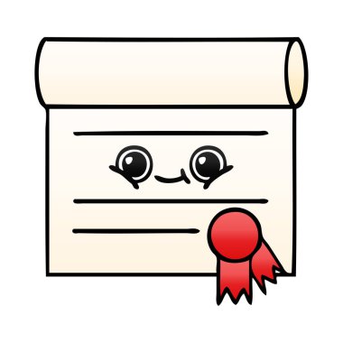 bir sertifikanın degrade gölgeli çizgi film