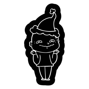 Noel Baba şapkası giyen bir tüyler ürpertici adam ilginç çizgi film simgesi