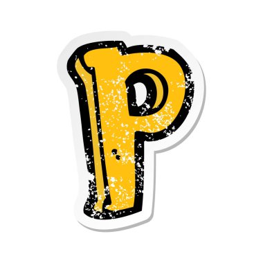 Retro etiket bir çizgi film mektup P sıkıntılı