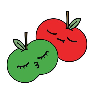 sevimli çizgi bir elma