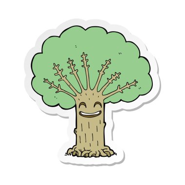 etiket bir karikatür mutlu ağacının