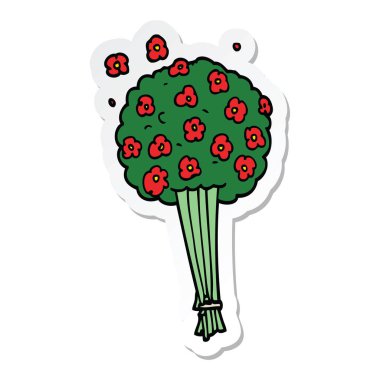 bir çizgi film demet çiçekler Sticker