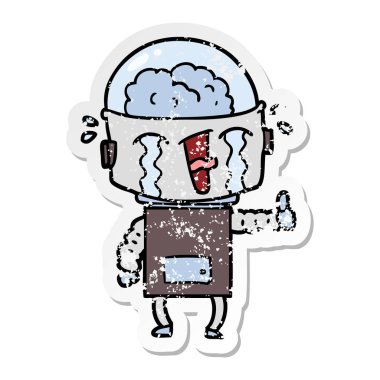 jest yapma robot ağlıyor bir karikatür sıkıntılı etiket