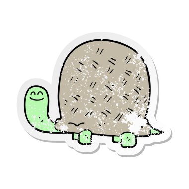 bir çizgi film kaplumbağa Retro sıkıntılı etiket