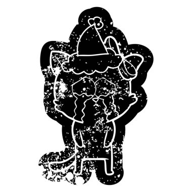 Noel Baba şapkası giyen bir kedinin ilginç çizgi film simgesi