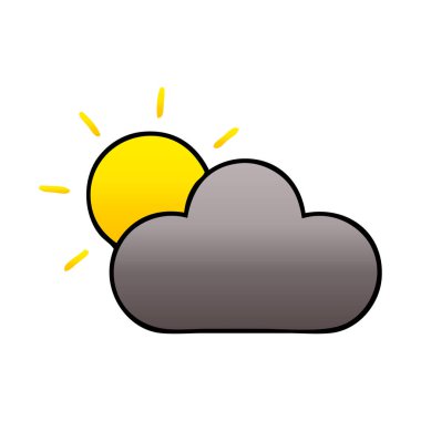 Degrade gölgeli karikatür güneş ve fırtına bulutu