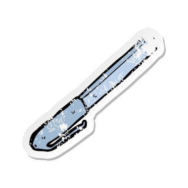 bir karikatür kalem Retro sıkıntılı etiket