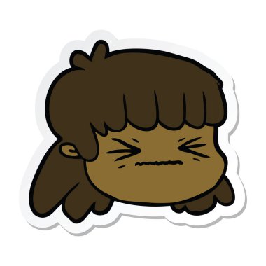 bir çizgi film kadın yüzü etiket