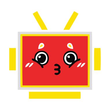 düz renk retro karikatür bir robot baş