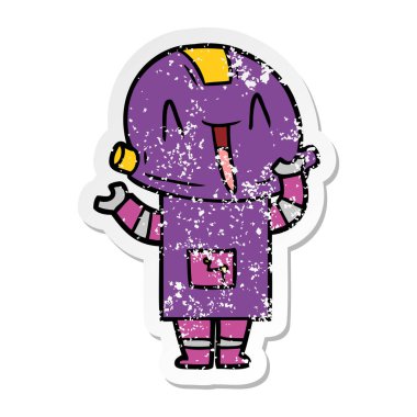 bir çizgi film robot sıkıntılı etiket