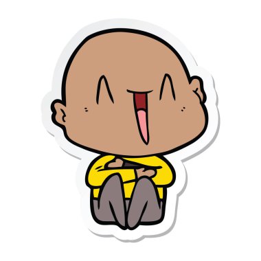 etiket bir mutlu karikatür kel adam