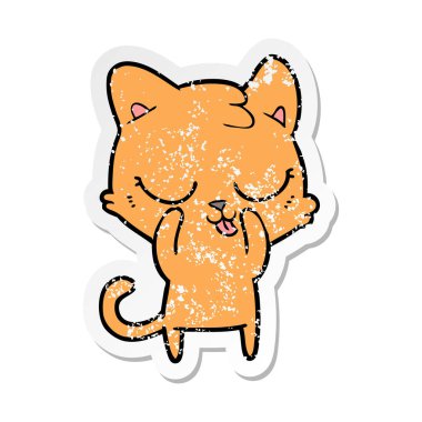 bir karikatür kedi sıkıntılı etiket