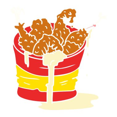 çizgi film doodle kova kızarmış tavuk