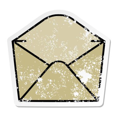 ilginç bir el sıkıntılı etiket karikatür zarf çizilmiş