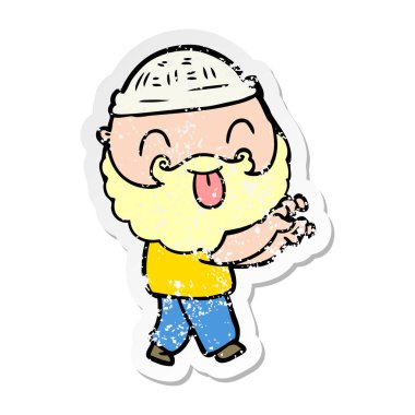 dilini sakallı bir adamın sıkıntılı etiket