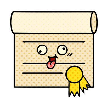 bir sertifikanın çizgi roman tarzı çizgi film