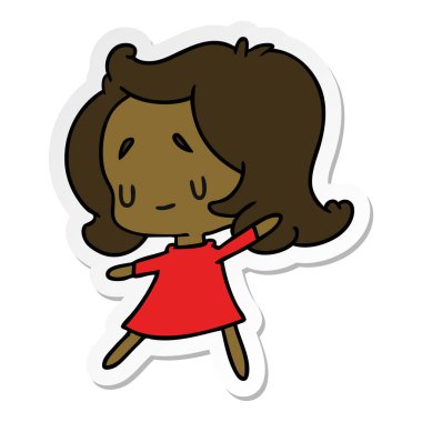 etiket karikatür bir şirin kawaii kız