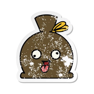 sevimli çizgi çuval sıkıntılı etiket