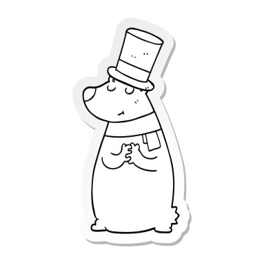 silindir şapkalı bir karikatür ayının etiket