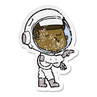 bir çizgi film emin astronotun sıkıntılı etiket