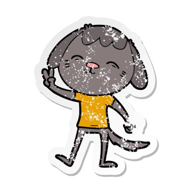 bir mutlu karikatür köpek sıkıntılı etiket