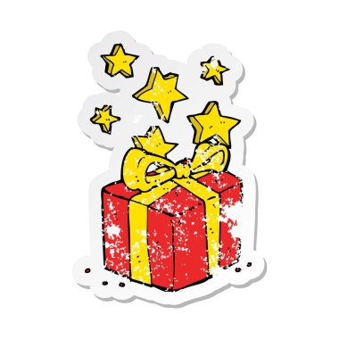 Retro sıkıntılı etiket bir karikatür Noel hediyeleri