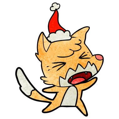 Noel Baba şapkası giyen bir Fox öfkeli dokulu çizgi film