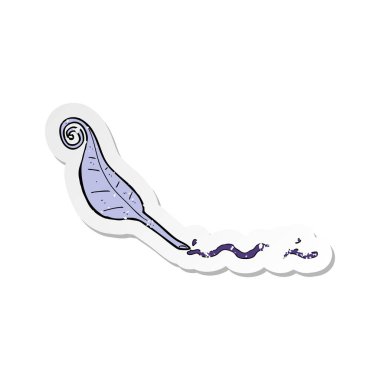 bir çizgi film tüy Quill'in Retro sıkıntılı etiket