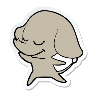 etiket fil gülümseyen bir karikatür