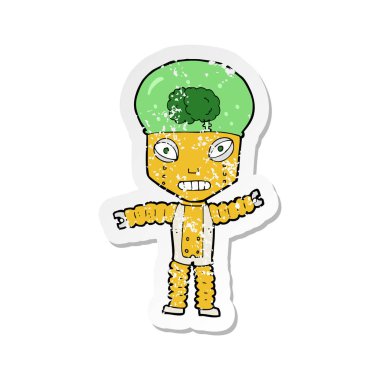 bir çizgi film gelecekte robot Retro sıkıntılı etiket