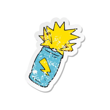 bir çizgi film pil kıvılcım retro sıkıntılı etiket