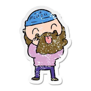 dilini sakallı bir adamın sıkıntılı etiket