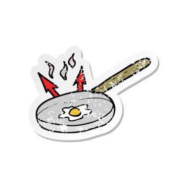 bir çizgi film kızartma tavası Retro sıkıntılı etiket