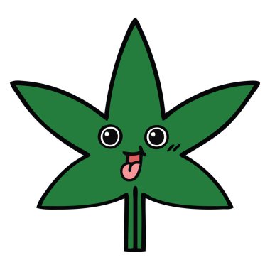 sevimli çizgi marihuana yaprağı