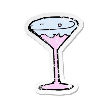 Retro bir karikatür kokteyl etiket sıkıntılı