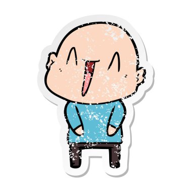 bir mutlu karikatür kel adamın sıkıntılı etiket