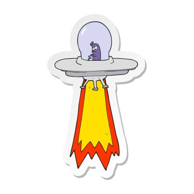 etiket bir karikatür uçan daire