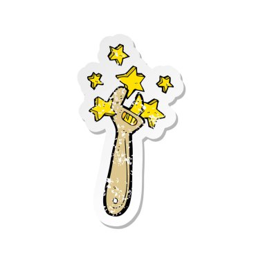 bir çizgi film ayarlanabilir anahtar Retro sıkıntılı etiket