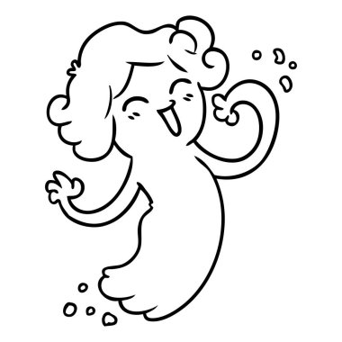 el çizim için çizilmiş doodle bir mutlu pembe hayaletin