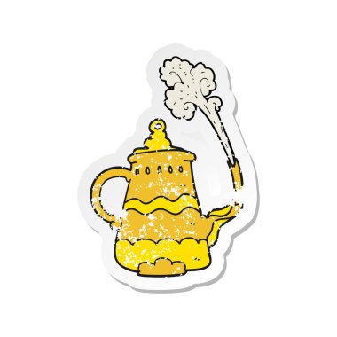 bir çizgi film fantezi kahve tencere Retro sıkıntılı etiket