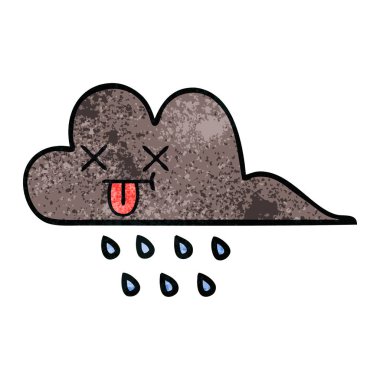 Retro grunge doku karikatür fırtına yağmur bulutu