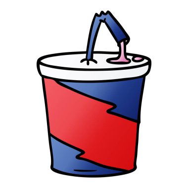 çizilmiş degrade çizgi film doodle fastfood, içki ver