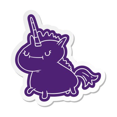 büyülü bir tek boynuzlu at çizgi film etiketi