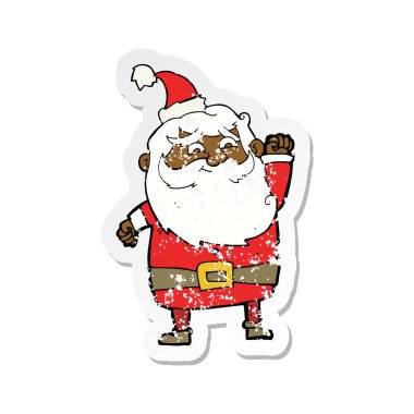 Retro sıkıntılı etiket bir karikatür Noel Baba
